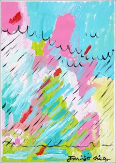 Lluvia de ideas, Paisaje abstracto de tonos vivos, Pinceladas vigorosas sobre papel