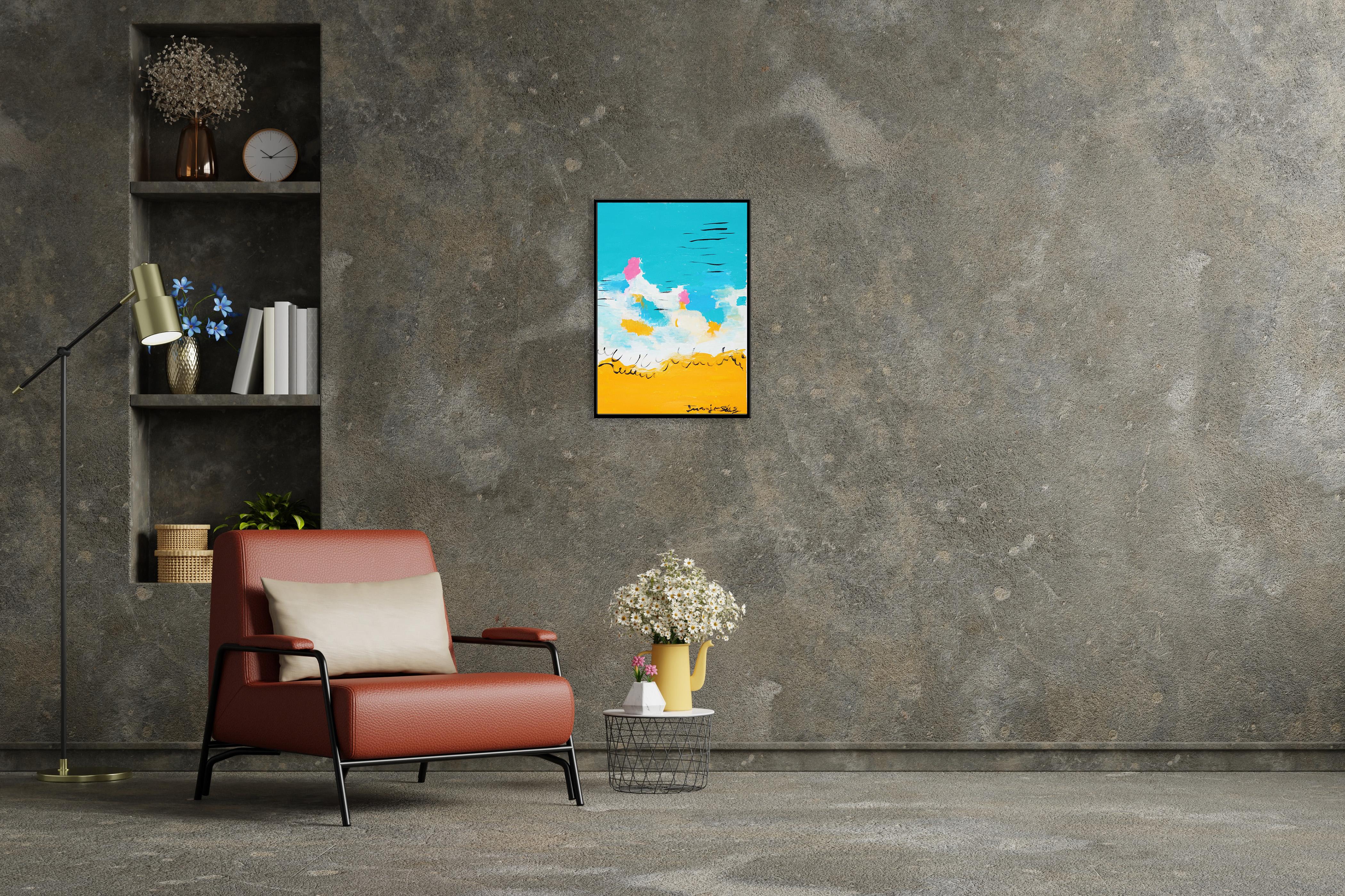 Bright Spots on The Rock, Mediterranean Seascape, Post Impressionist Painting For Sale 2