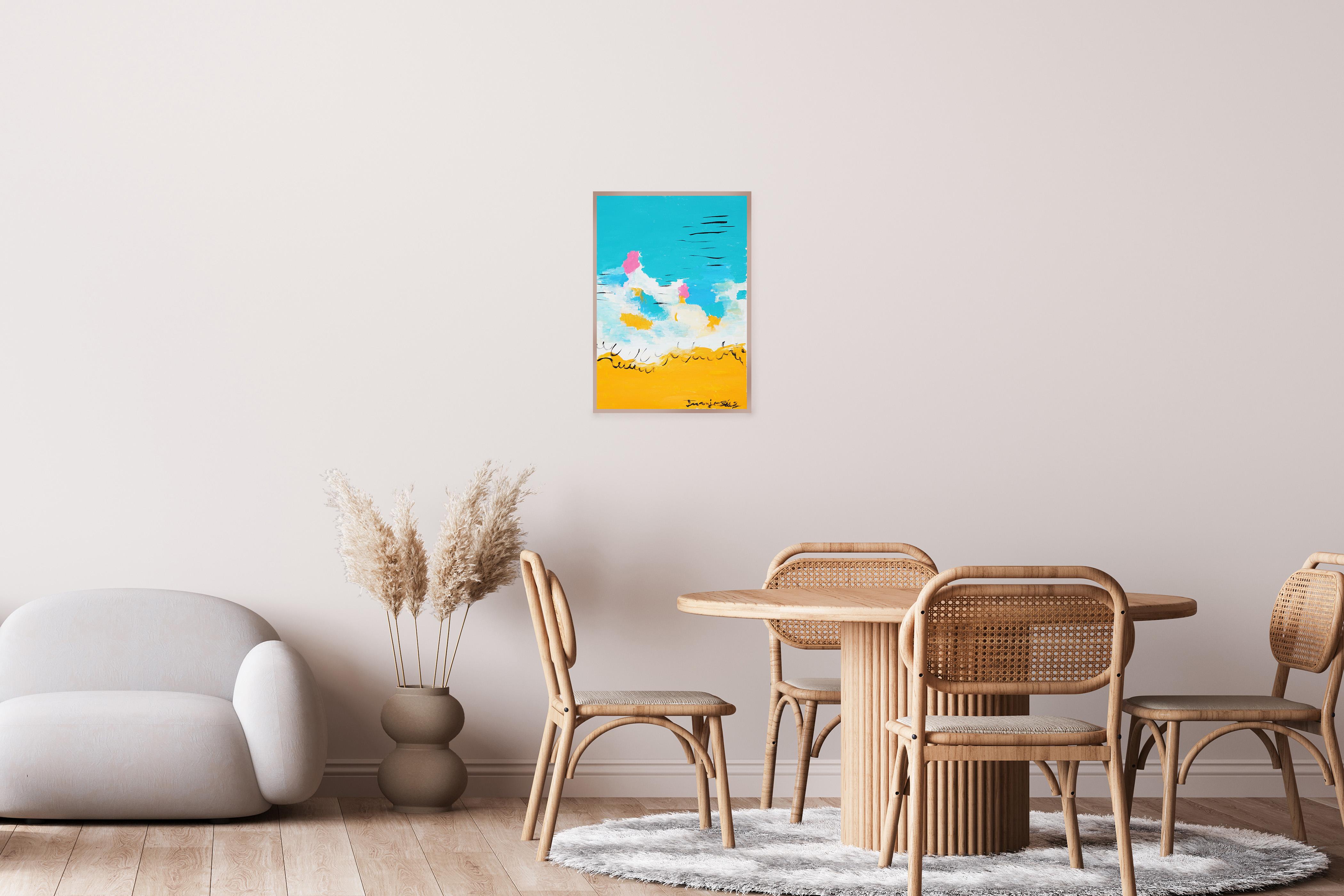 Bright Spots on The Rock, Mediterranean Seascape, Post Impressionist Painting For Sale 3