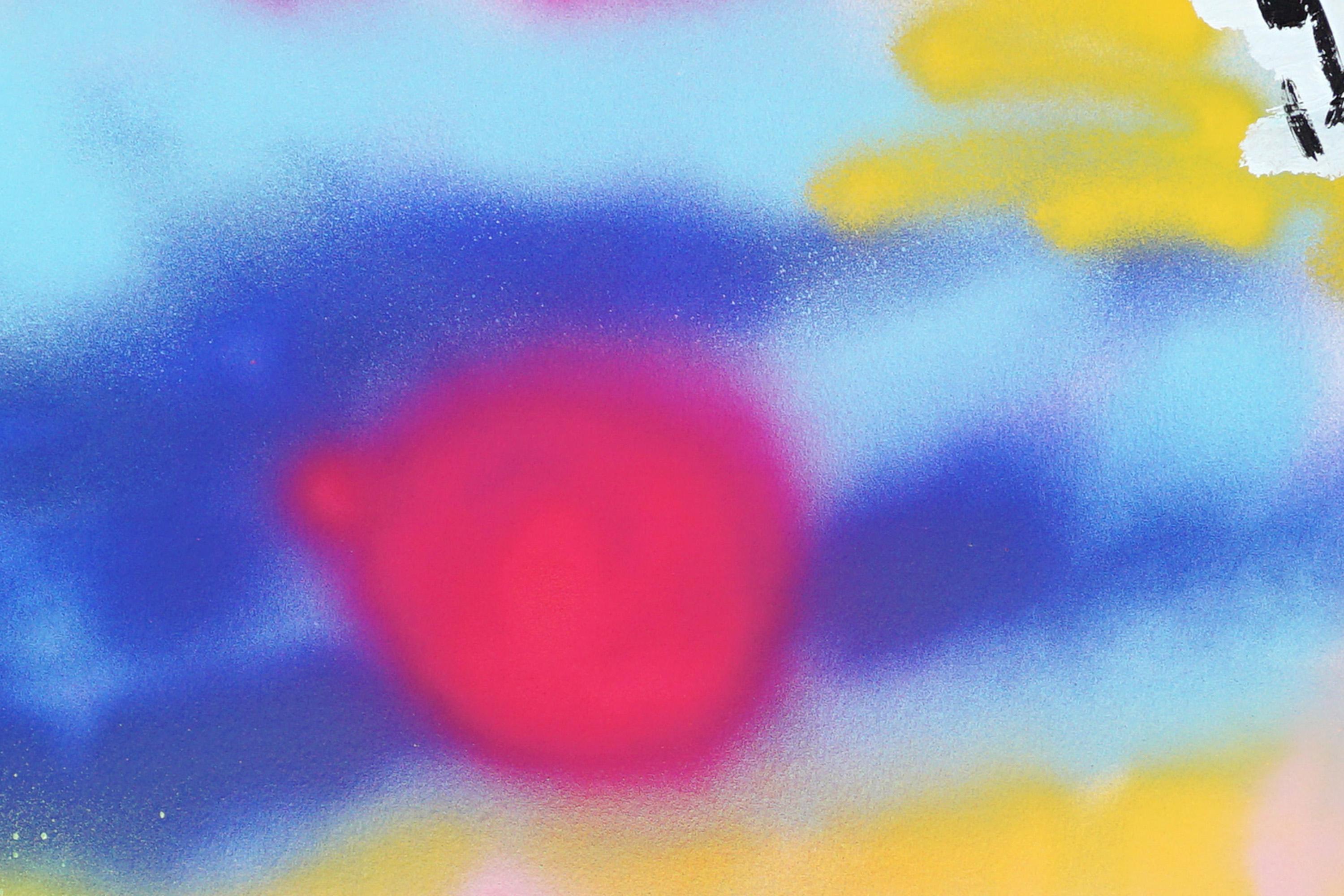 Bubbles Between Clouds, Contemporary Triptych Painting, Expressive Landscape For Sale 7