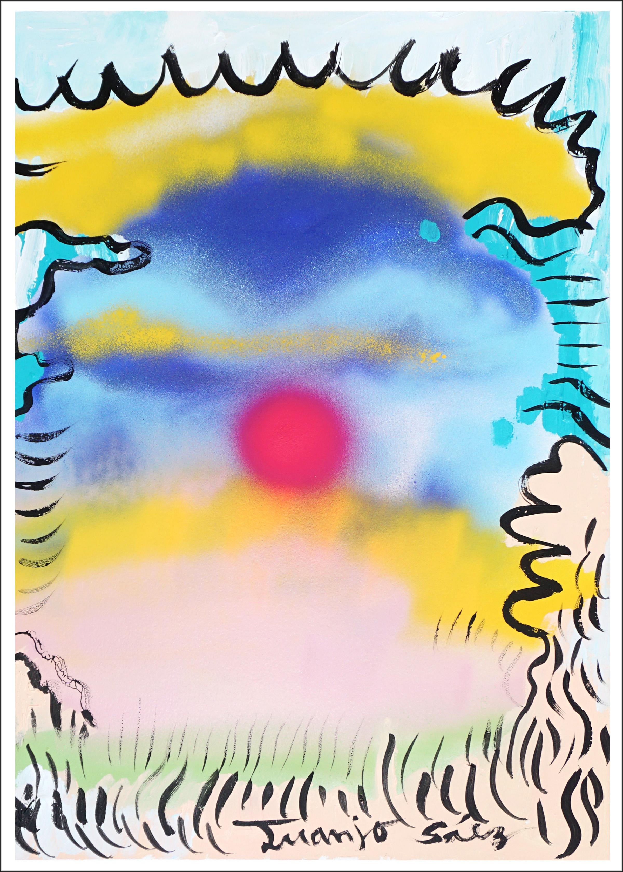 Bubbles Between Clouds, Contemporary Triptych Painting, Expressive Landscape For Sale 5