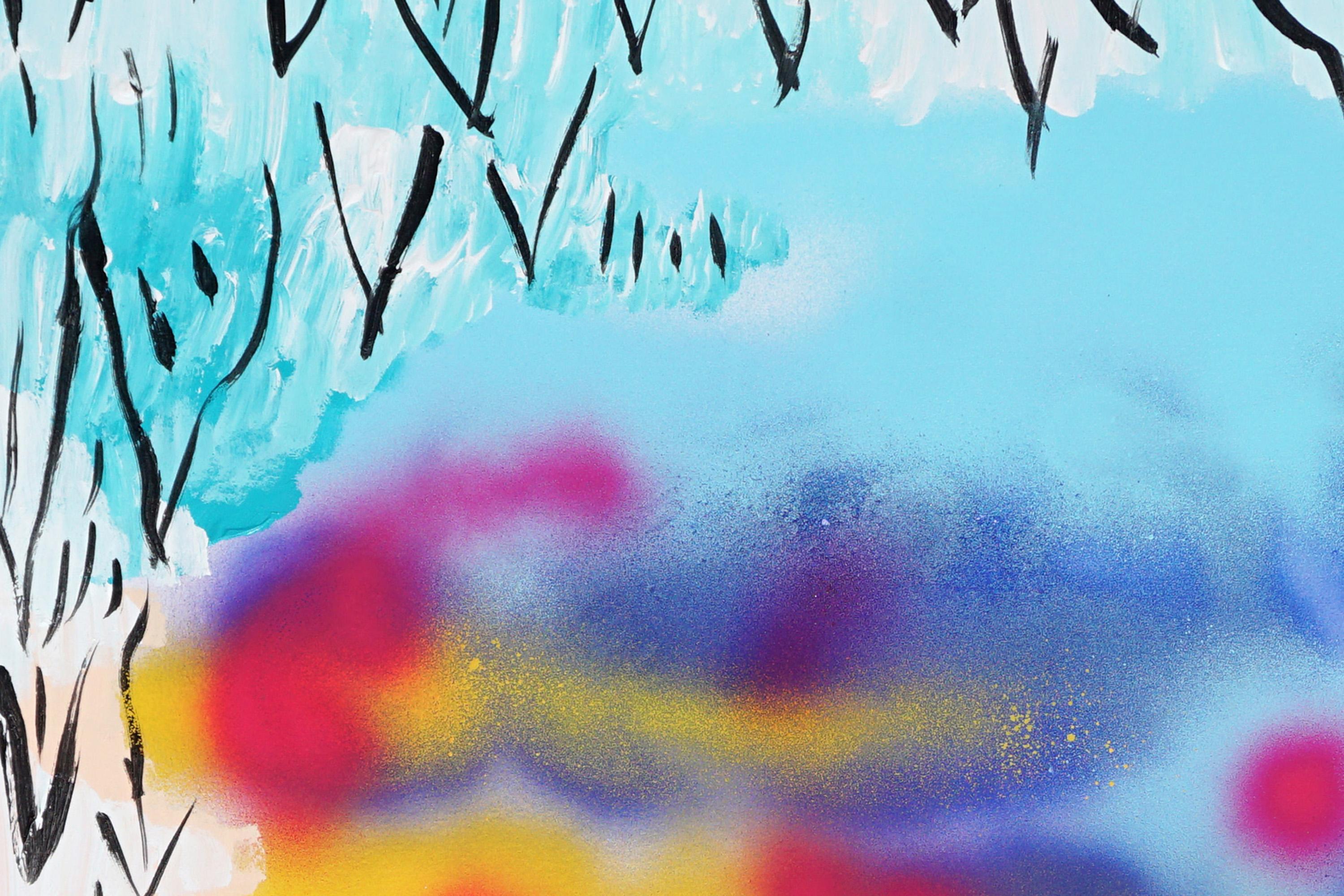 Bubbles Between Clouds, Contemporary Triptych Painting, Expressive Landscape For Sale 6