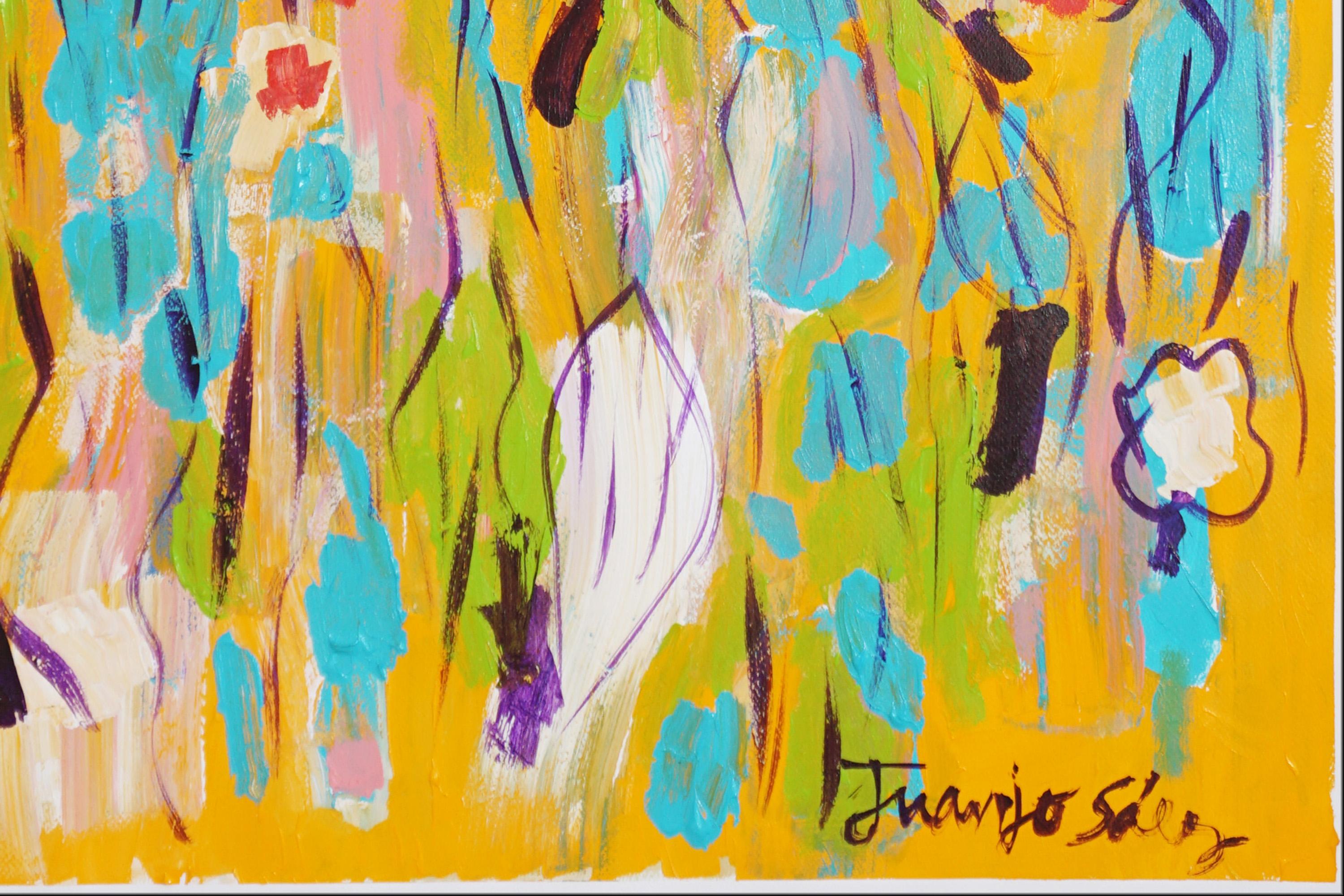 Flowers in the Field, Wild Flowers in Pink & Red, Expressionist Gestures, Paper For Sale 2