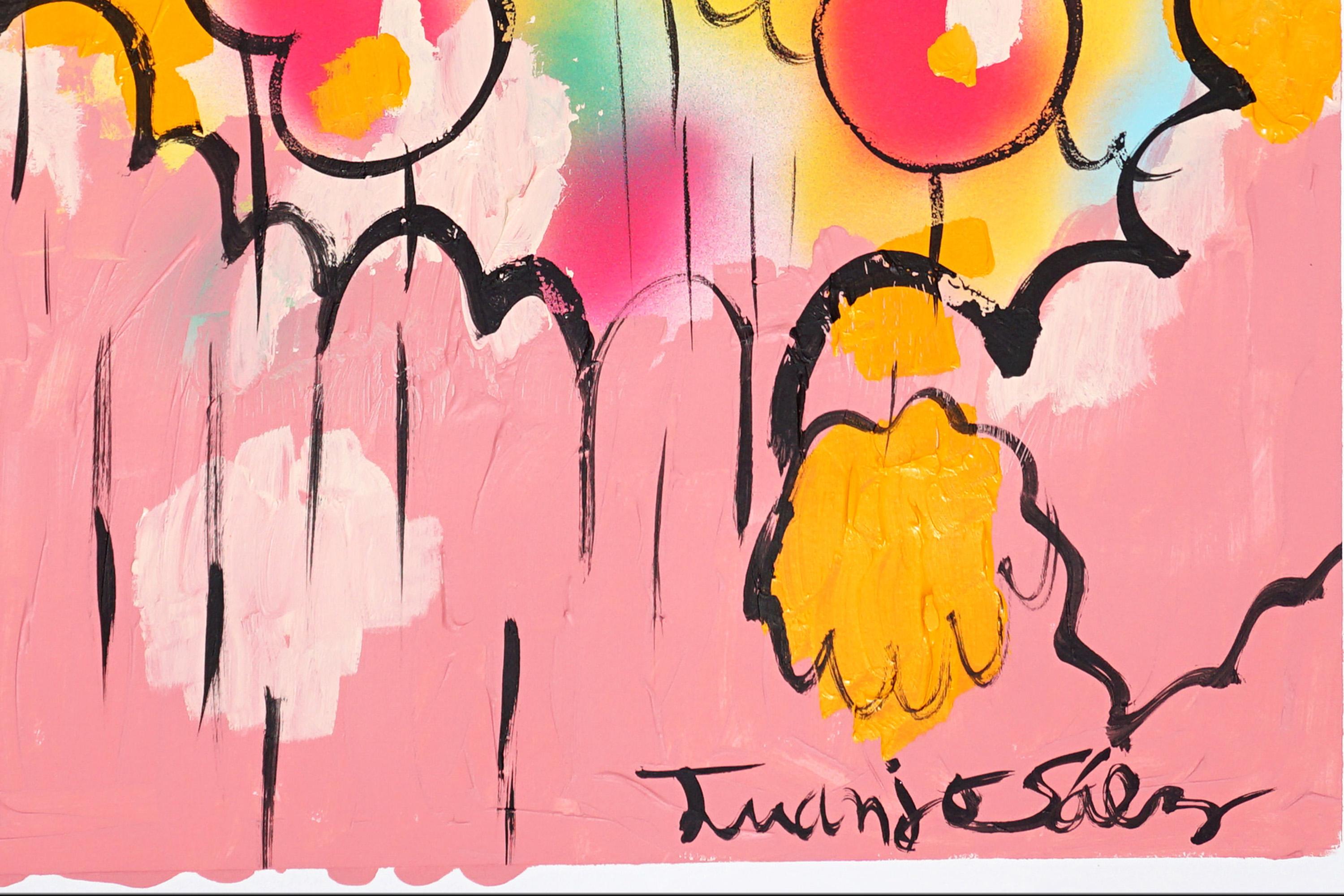Landscape with Lollipops, Contemporary Painting, Expressive Landscape on Paper For Sale 5