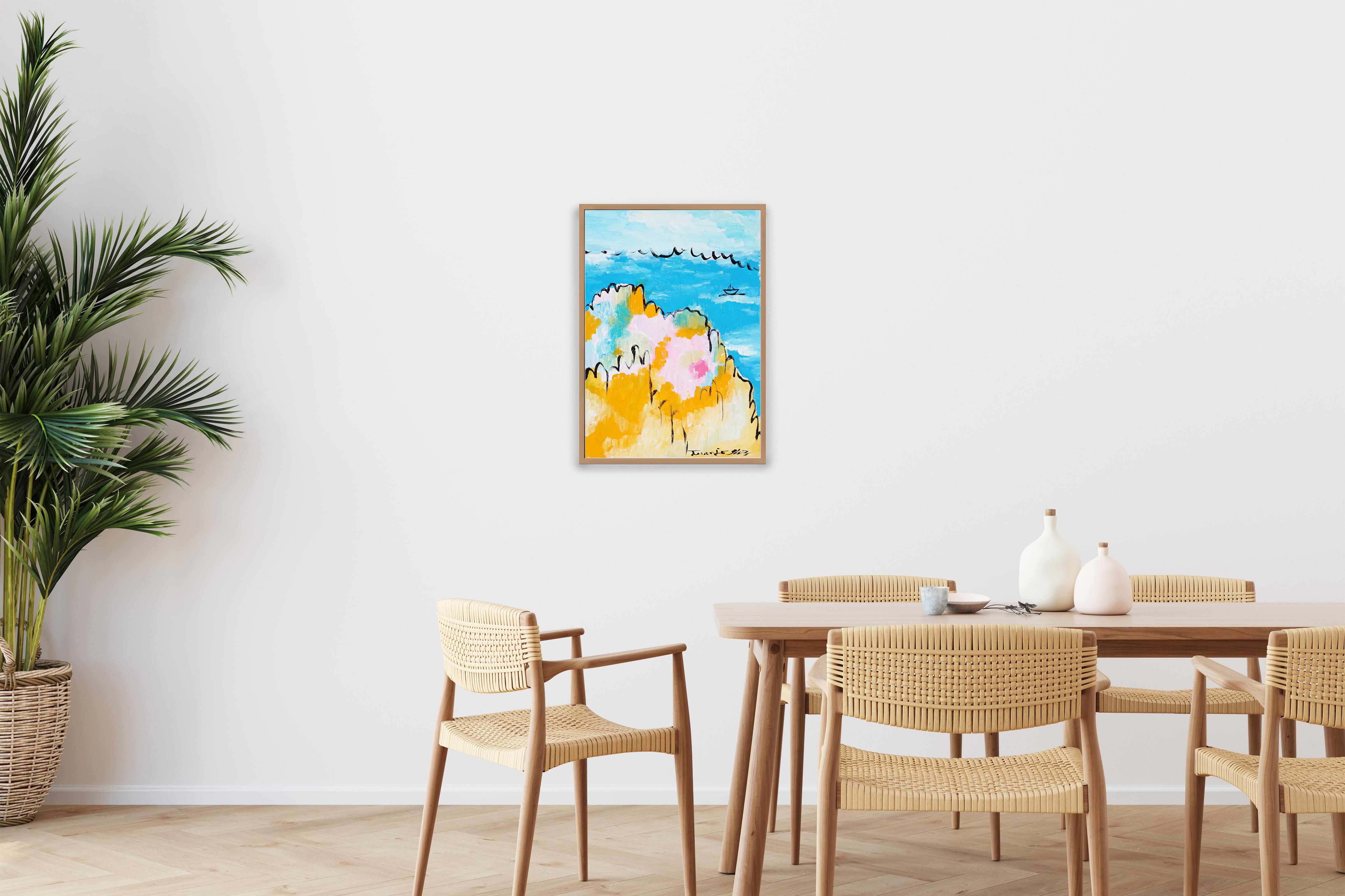 This is a beautiful expressionist style drawing by Juanjo Saez. Juanjo's pictorial work is an exploration of color, texture, and movement, creating vibrant compositions that capture the essence of everyday life with a deeply personal look. Inspired