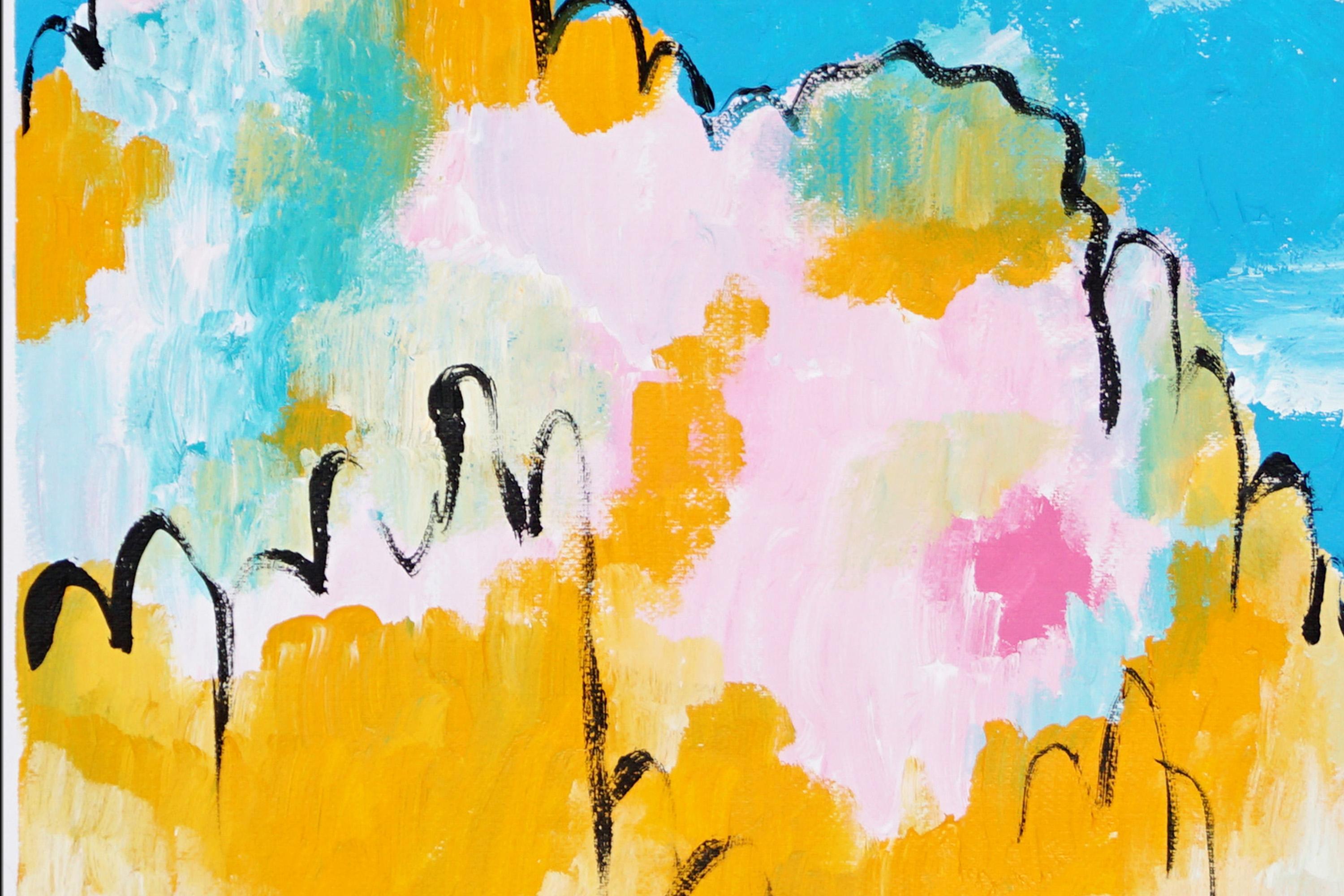 Mediterranean, Abstract vs Figurative Seascape, Coastal Painting, Faux Naïf 2025 For Sale 4
