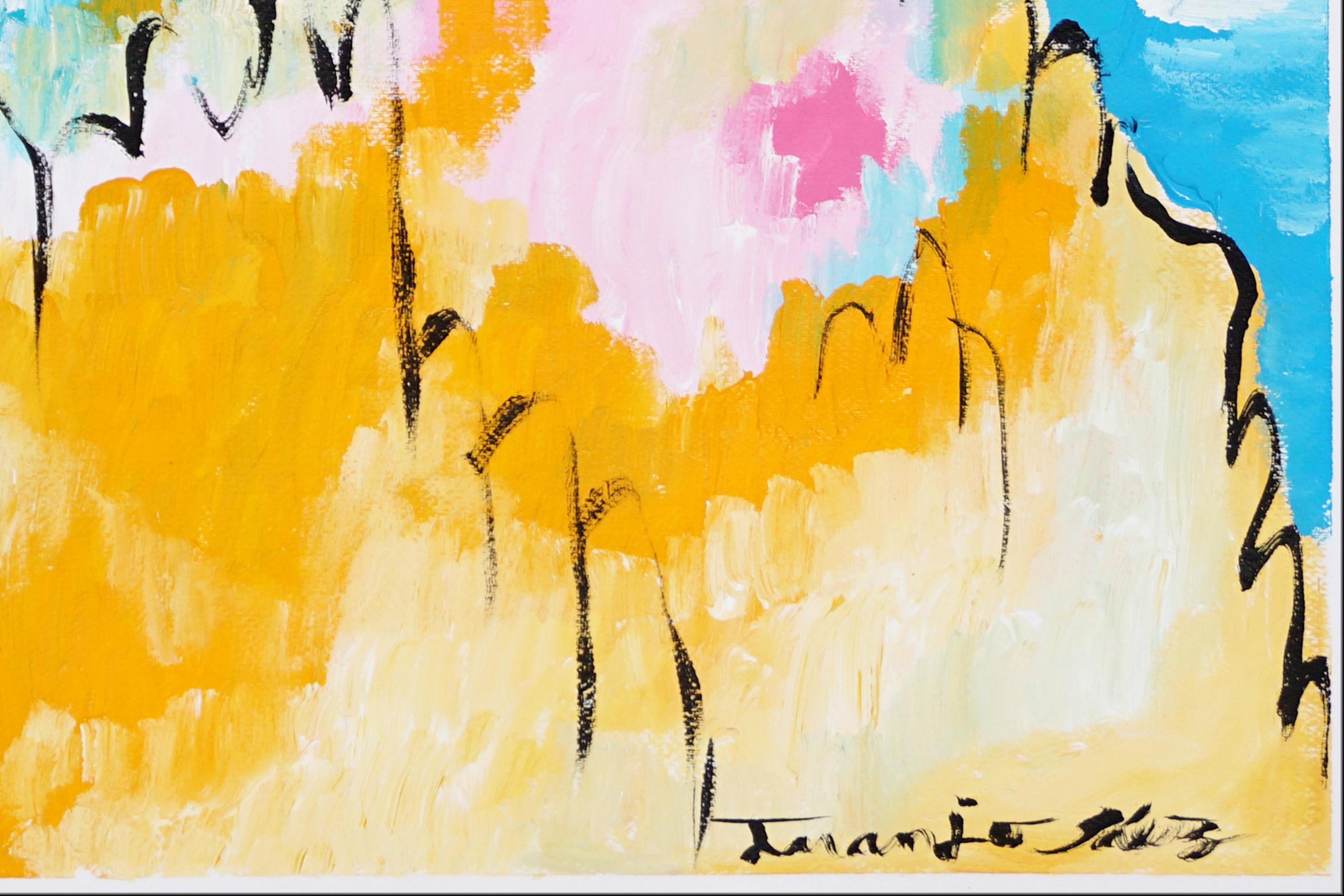 Mediterranean, Abstract vs Figurative Seascape, Coastal Painting, Faux Naïf 2025 For Sale 5