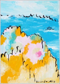Mediterráneo, Paisaje marino abstracto vs figurativo, Pintura costera, Faux Naïf 2025