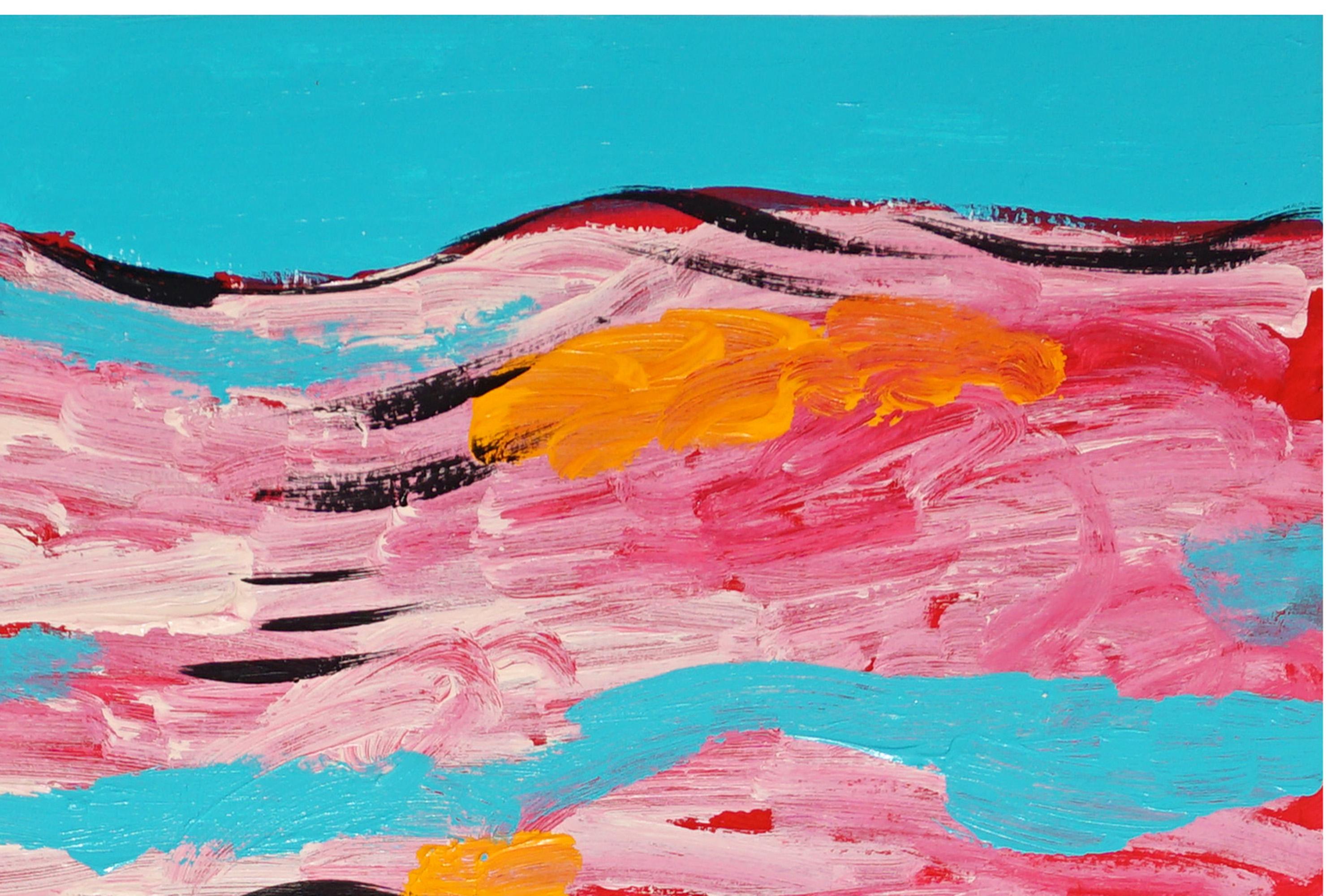 Red Sea, Abstract Seascape in Red and Blue, Waves, Gestual Painting on Paper For Sale 6