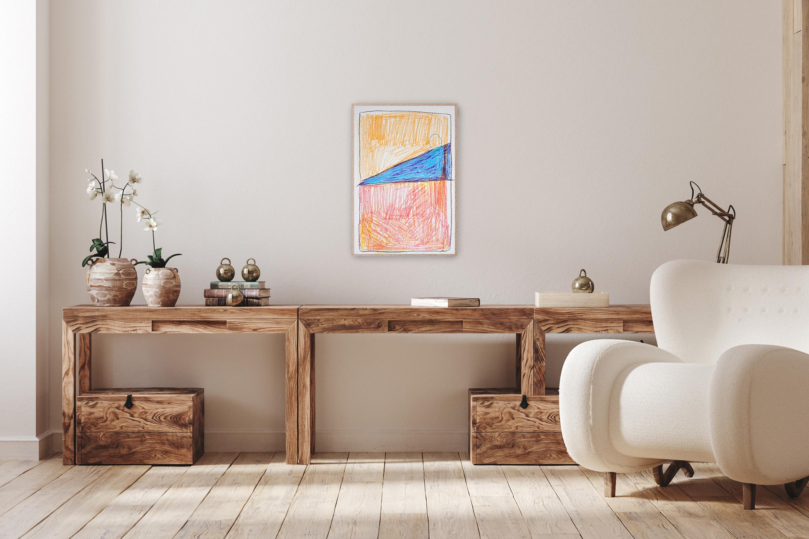 Wooden Architecture, Abstract Geometric Totem in Primary Tones, Expressionist For Sale 2