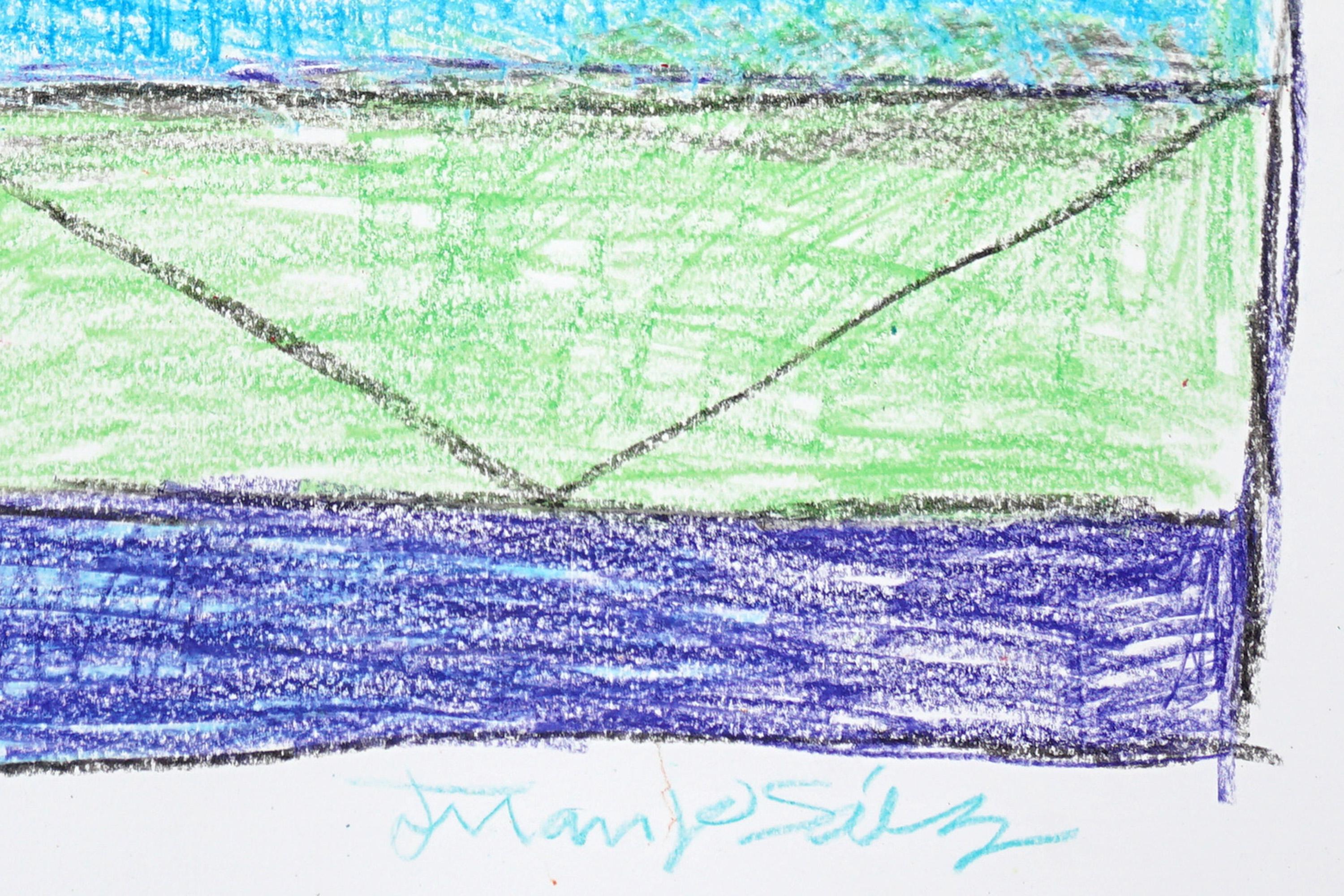 Wooden Architecture Building,  Expressionist Geometric Drawing Gestures, Paper For Sale 4