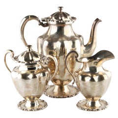 Juarez Alameda Sterling Silver Holloware Set Coffe Pot Creamer Sugar Vintage