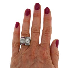 Jubilee Cut Diamond Ruby Gold Retro Ring