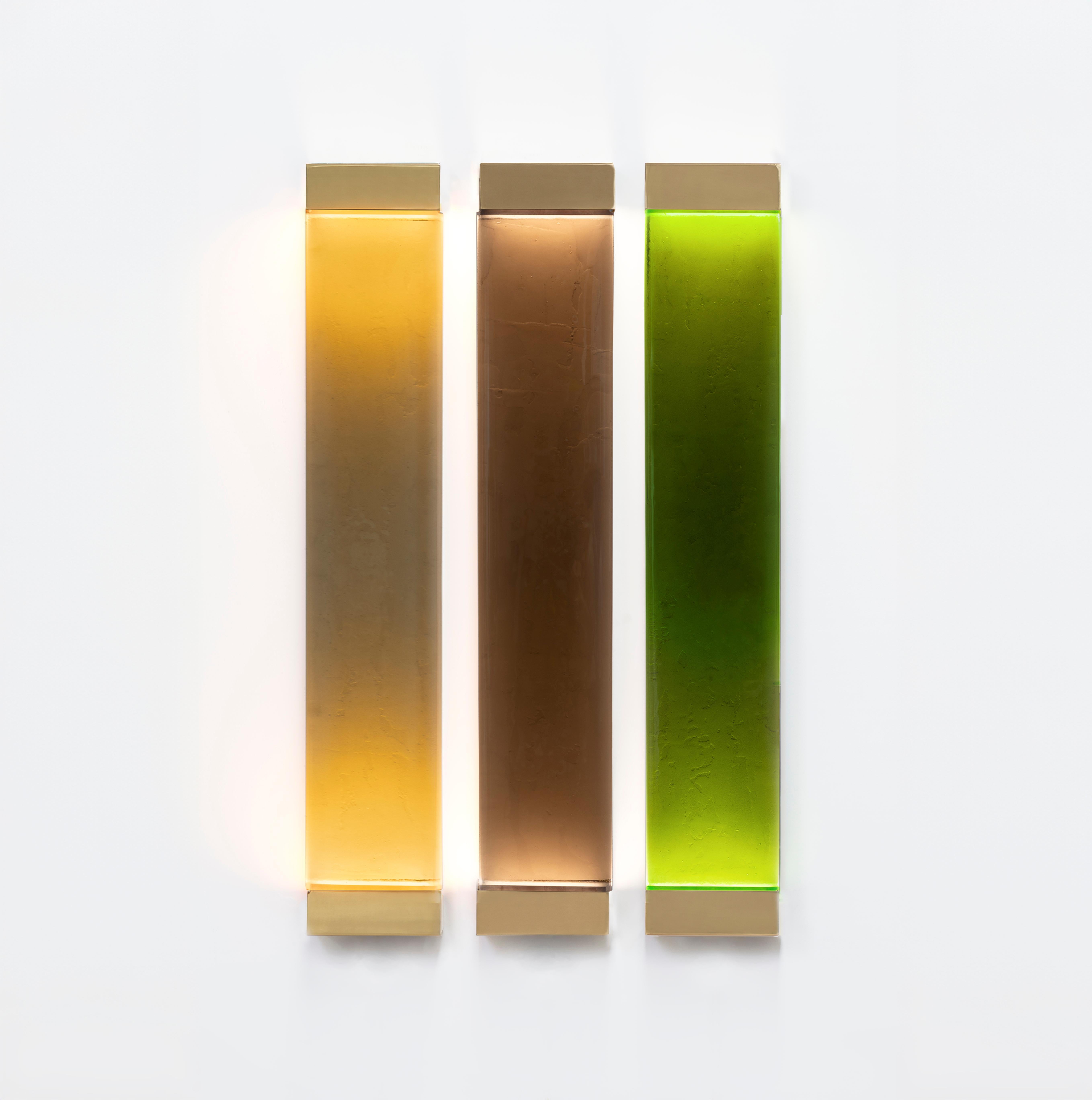 Italian Jud Wall Lamps Ambra by Draga&Aurel Resin, 21st Century Glass Resin Brass For Sale