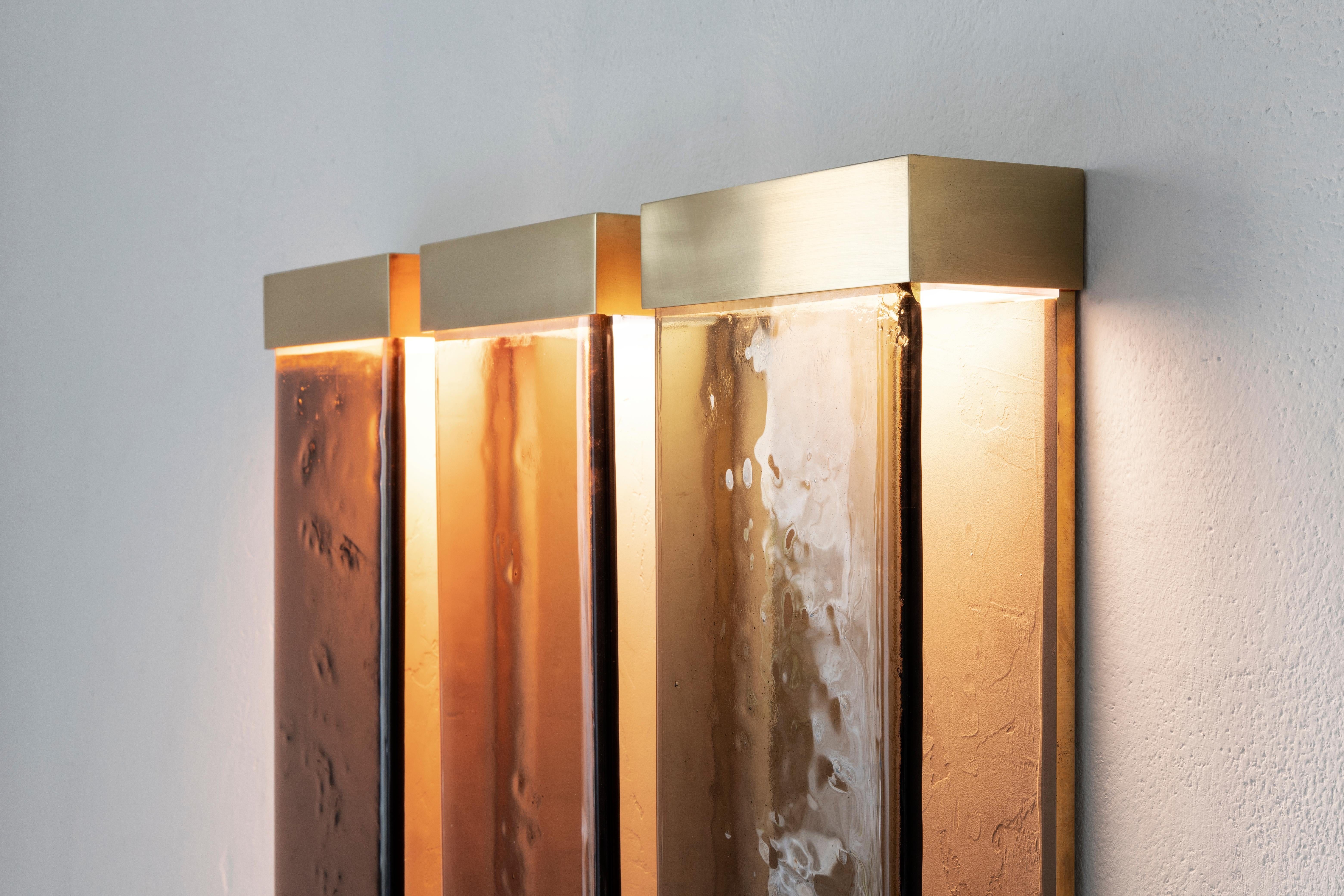 Italian Jud Wall Lamps Cacao by Draga&Aurel Resin, 21st Century Glass Resin Brass For Sale