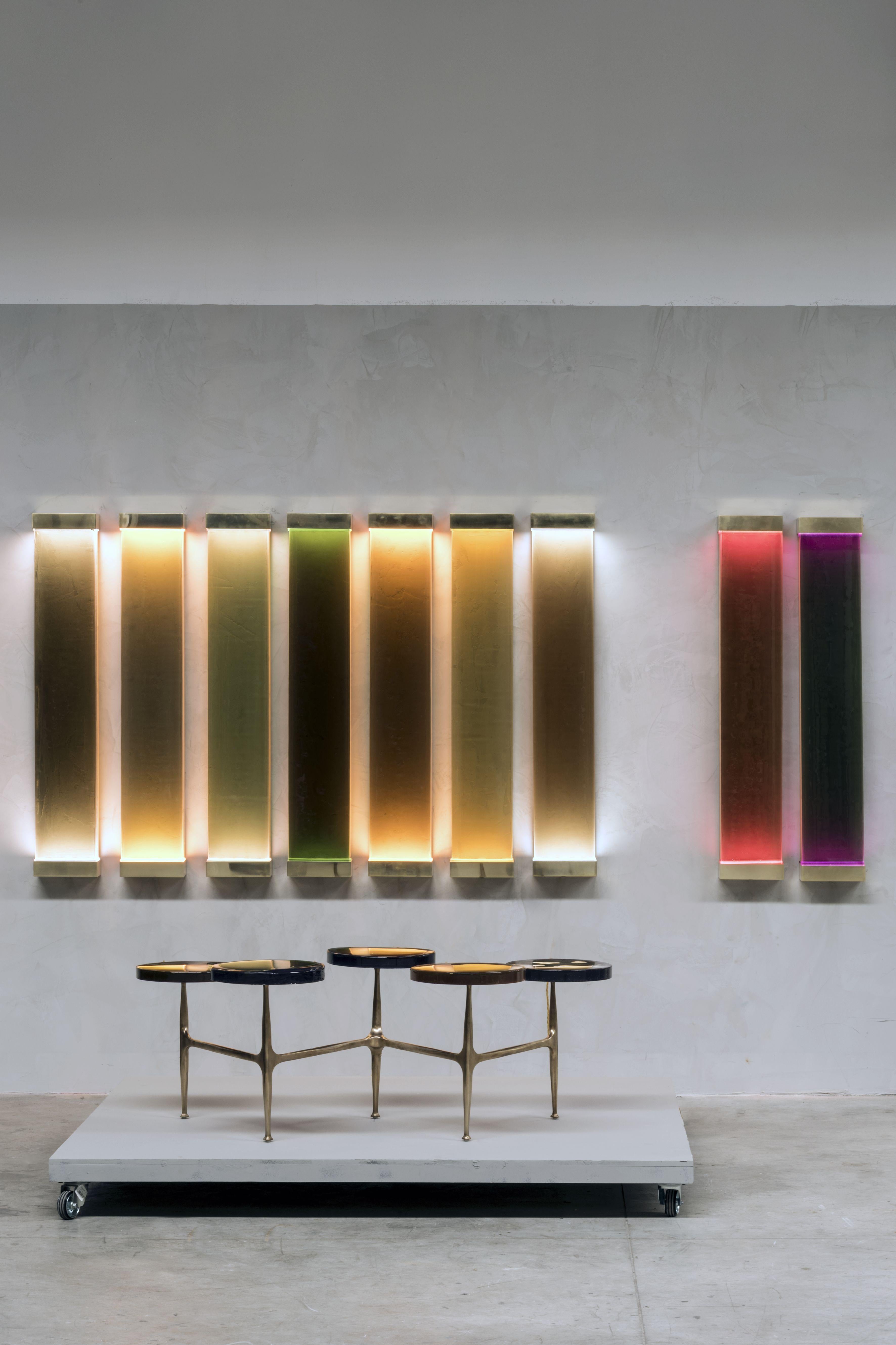 Italian Jud Wall Lamps Polvere by Draga&Aurel Resin, 21st Century Glass Resin Brass For Sale