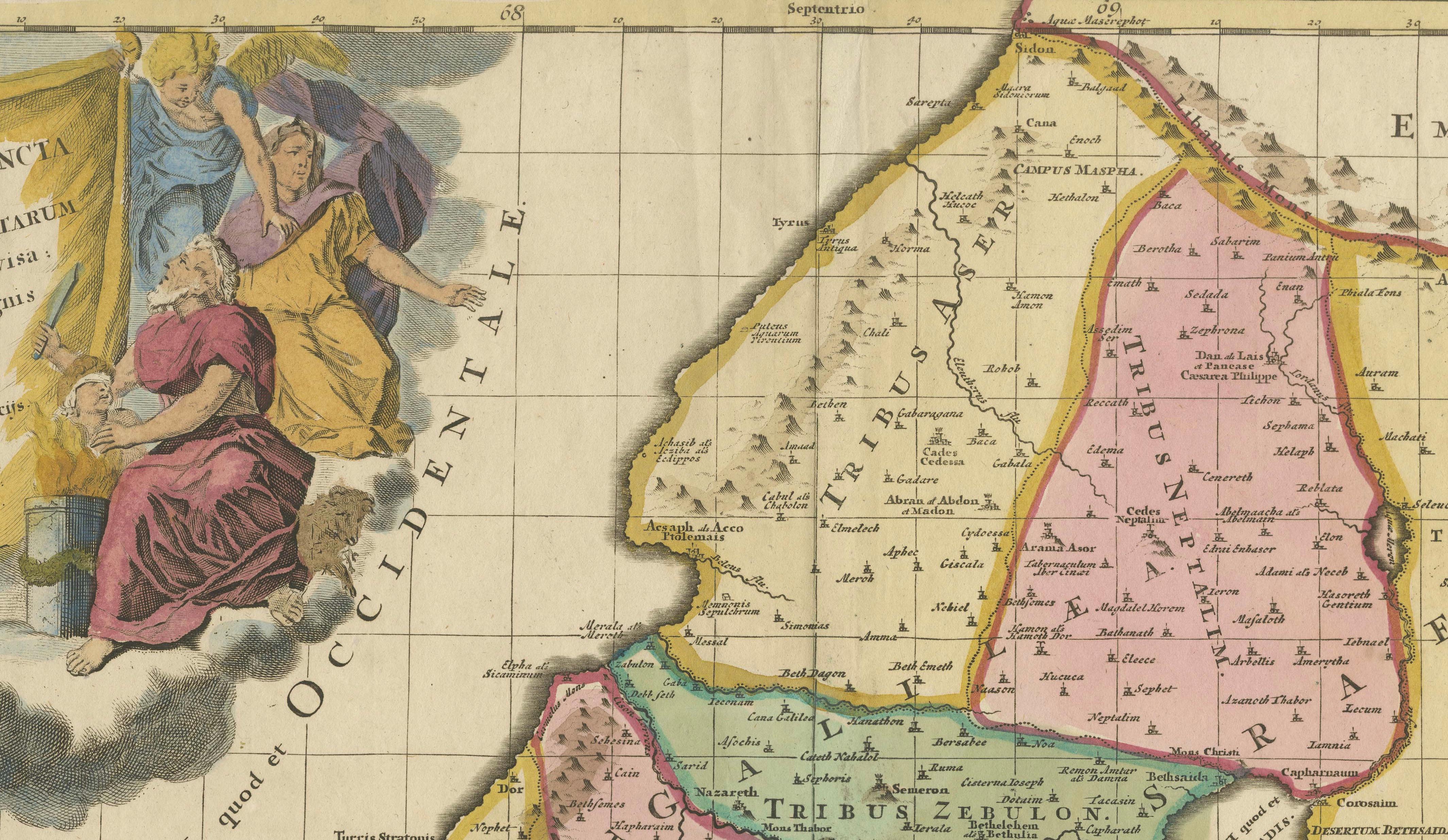 Judaea or Terra Sancta, Twelve Tribes of Israel – Sanson Map, c.1680