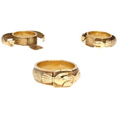 Judaic Engagement Mazal Tov 18 Karat Gold Secret Ring