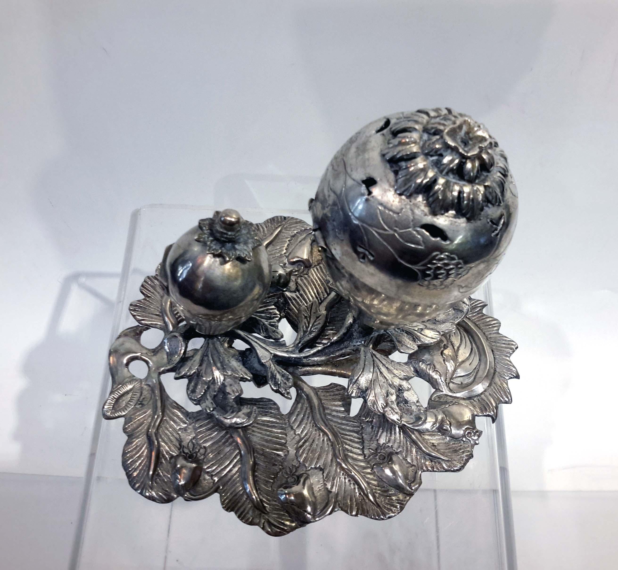 Judaic Silver Double Spice Container, Eastern Europe, 18th-19th Century In Fair Condition In New York, NY