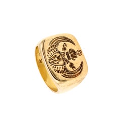 Judaica 19th Century Supreme Council Masonic Seal Signet Ring in Solid 18kt Gold