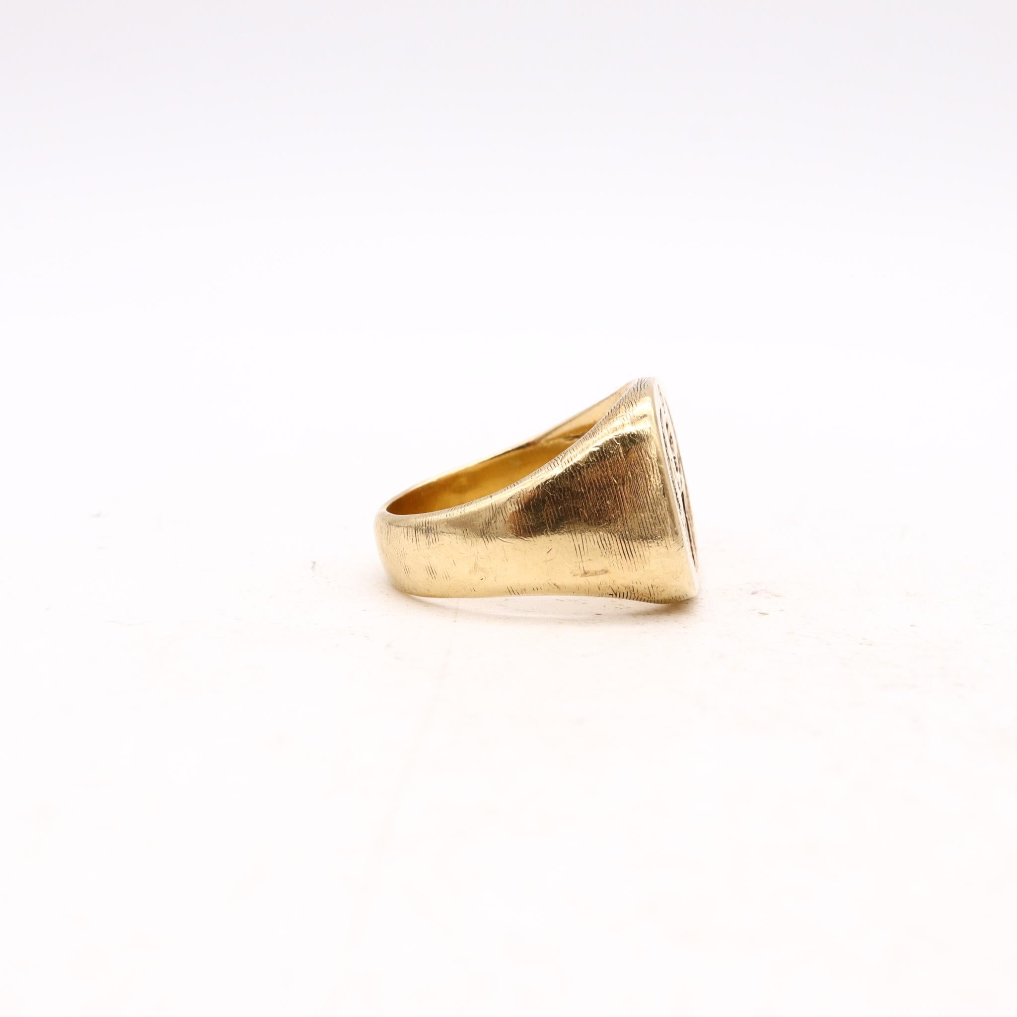 Late Victorian Judaica 19th Century Supreme Council Masonic Seal Signet Ring in Solid 18kt Gold