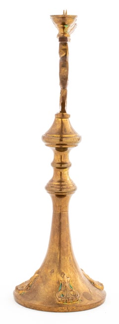 Judaica Brass Menorah W/Art Nouveau Style Design
