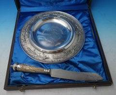 Judaica by Gorham Sterling Silver Challah Set 2pc Fitted Box #20 Date 1872 #6046