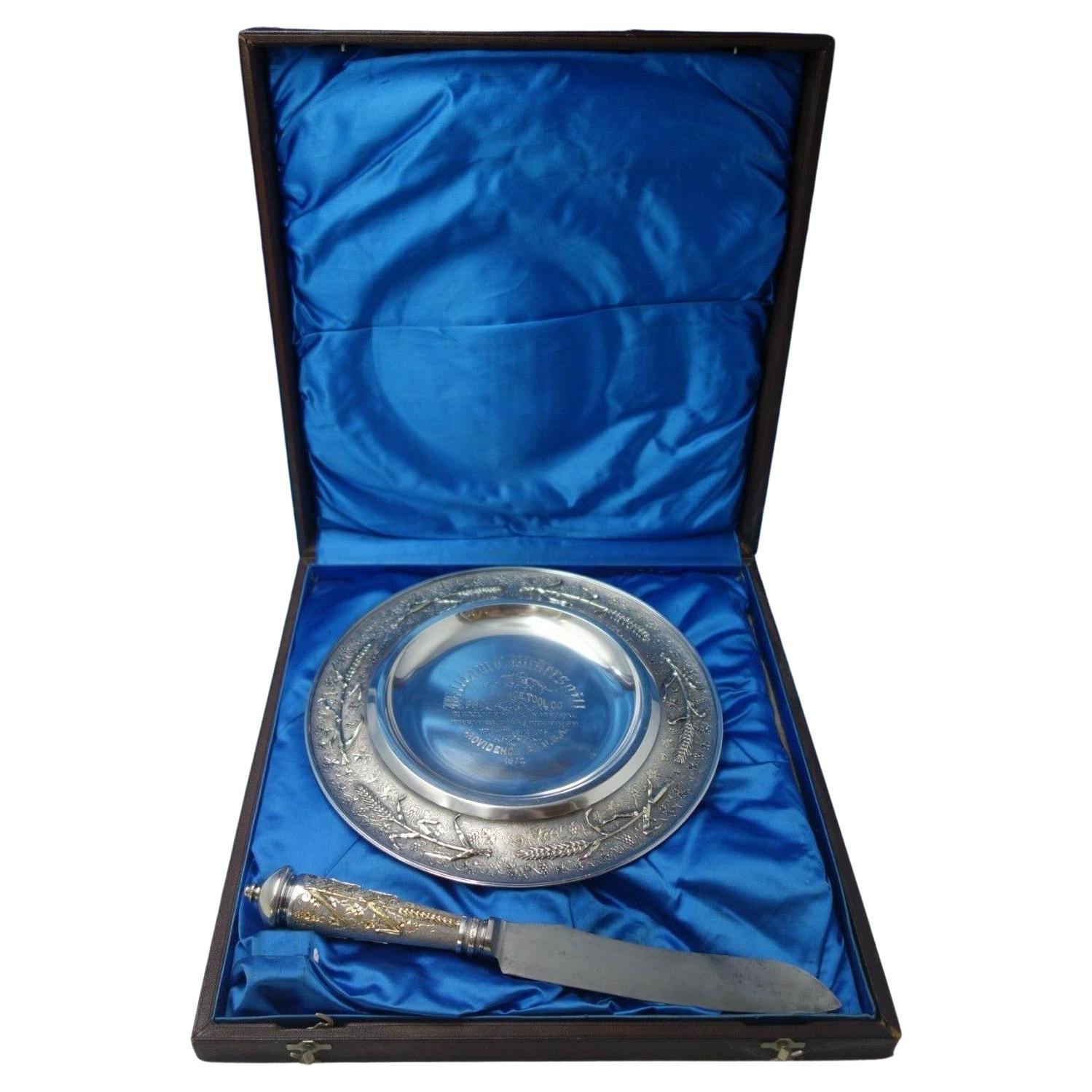 Judaica by Gorham Juego de Challah de plata de ley Caja de 2 piezas #20 Fecha 1872 #6046 en venta