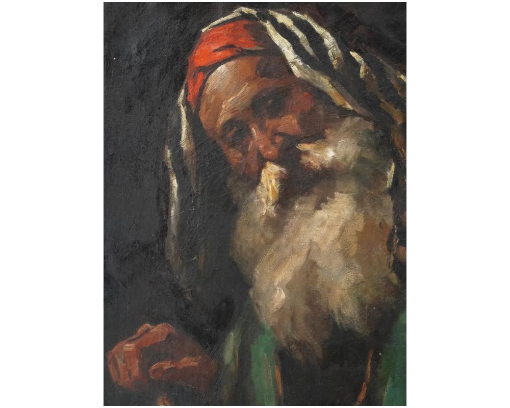 Unknown Judaica Hungarian Oil Painting of a Rabbi By Miklos Mihalovits For Sale