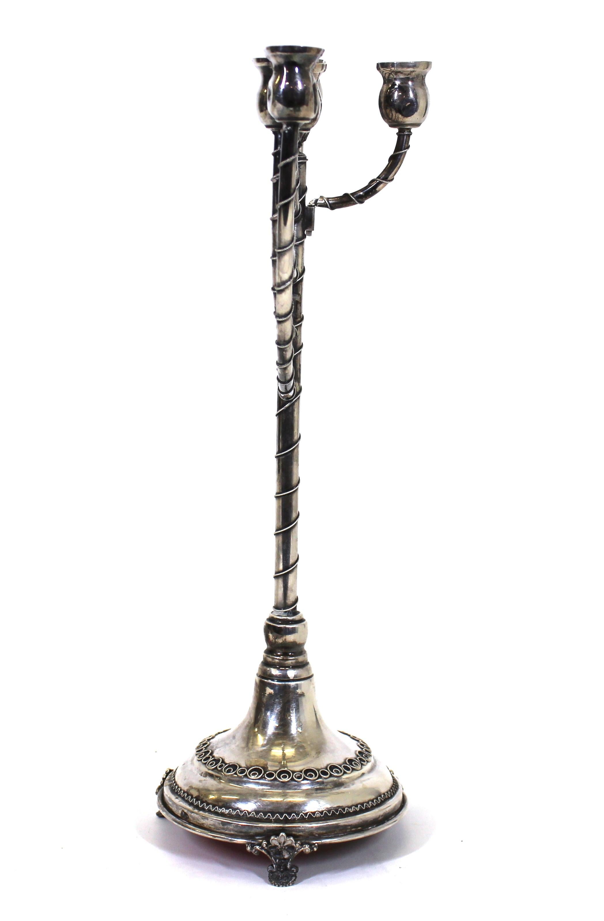 Judaica Sterling Silver Chanukah Menorah In Good Condition In New York, NY
