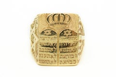 Judaica Ten Commandments Menorah Star of David Men's Gold Ring Rabbi's Estate