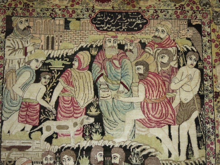 Judaical Persian Kerman Rug, Story of Joseph For Sale at 1stDibs