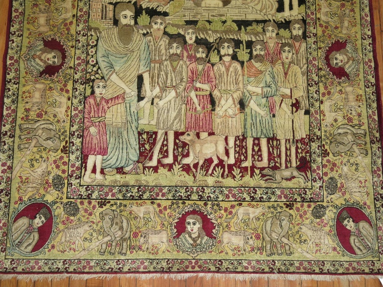 Judaical Persian Kerman Rug, Story of Joseph For Sale at 1stDibs
