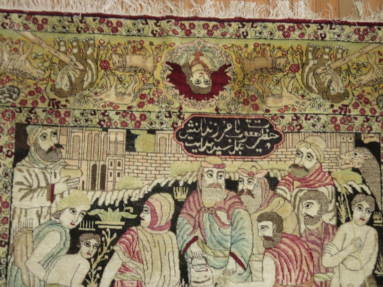 Judaical Persian Kerman Rug, Story of Joseph For Sale at 1stDibs