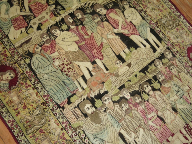 Judaical Persian Kerman Rug, Story of Joseph For Sale at 1stDibs