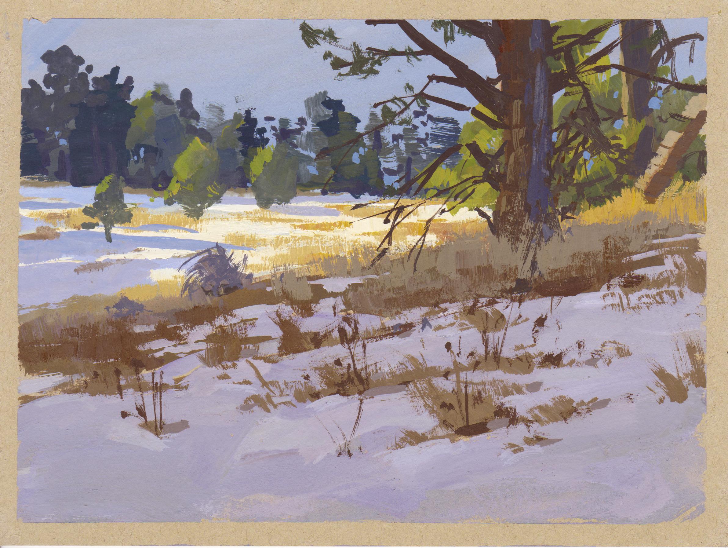 "003 - Plein Air-O'Fallon Park, CO" (2022) By Judd Mercer, Gouache Painting