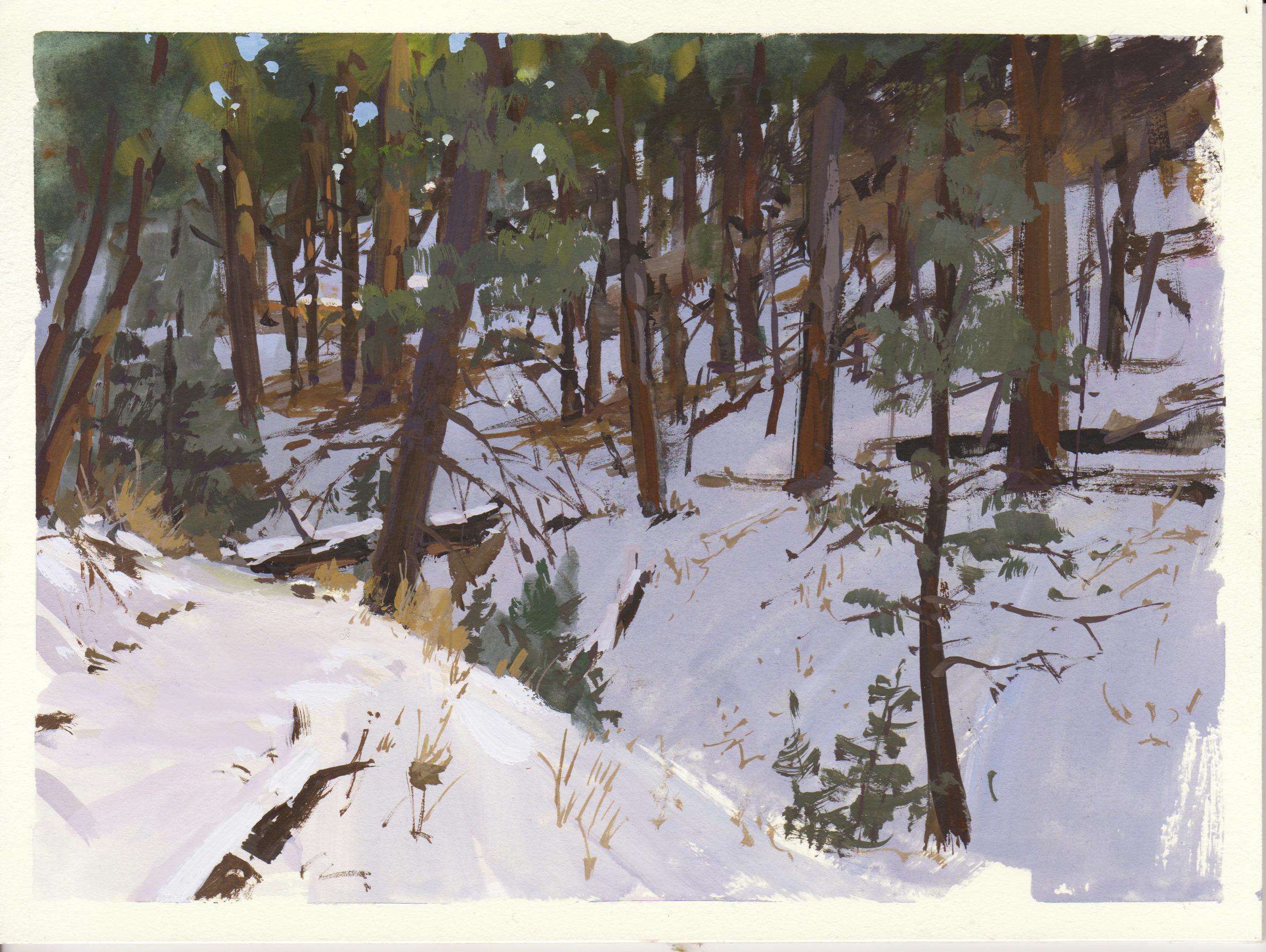 «004 - Plein Air-O'Fallon Park, CO » (2022) par Judd Mercer, peinture à la gouache