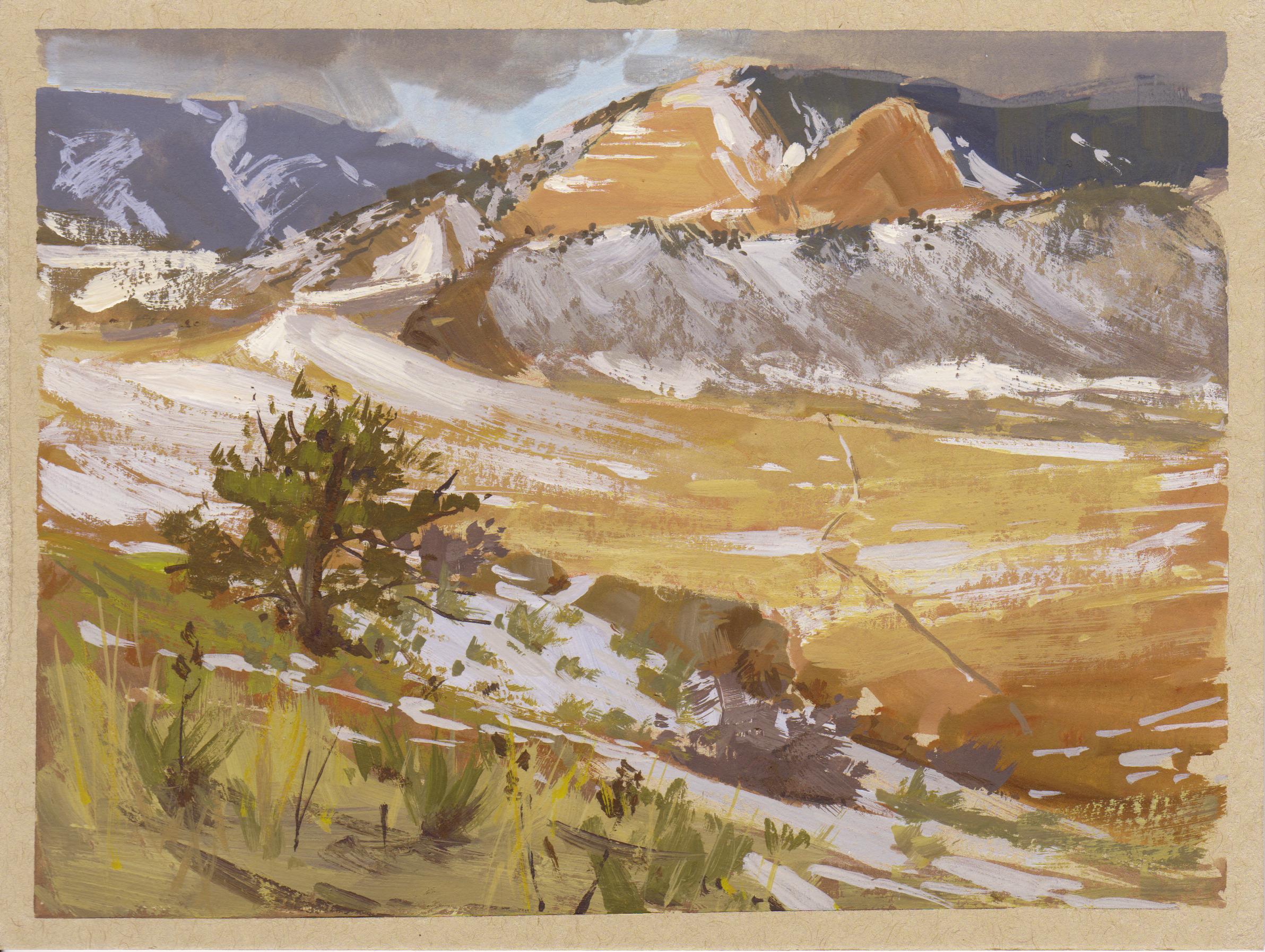 L'opera "009 - Plein Air-Morrison, CO" di Judd Mercer (USA) è un dipinto a guazzo che raffigura una valle montuosa con la neve che si scioglie.

Biografia/dichiarazione dell'artista
Judd Mercer è un pittore di paesaggi contemporanei e nativo del