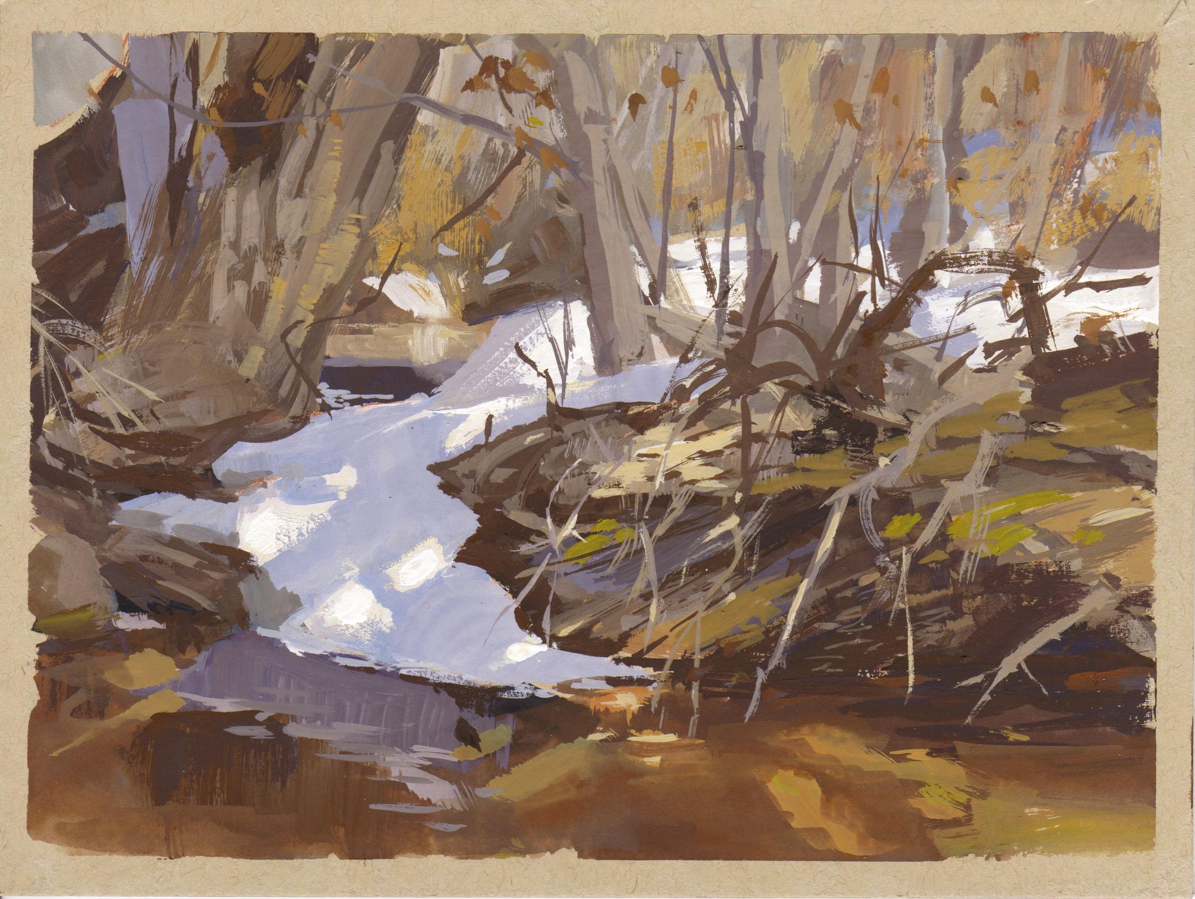 015 - Plein Air-Reynolds Park, CO", de Judd Mercer (EEUU), es una pintura al gouache que representa un apacible paisaje.

Biografía/declaración del artista
Judd Mercer es un paisajista contemporáneo y nativo de Colorado obsesionado con contar
