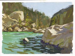"043 - Plein Air-Lake Haiyaya, CO" (2022) Por Judd Mercer, Pintura al gouache
