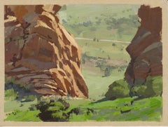 „048 - Plein Air-Red Rocks, CO“ (2022) von Judd Mercer, Gouache-Gemälde