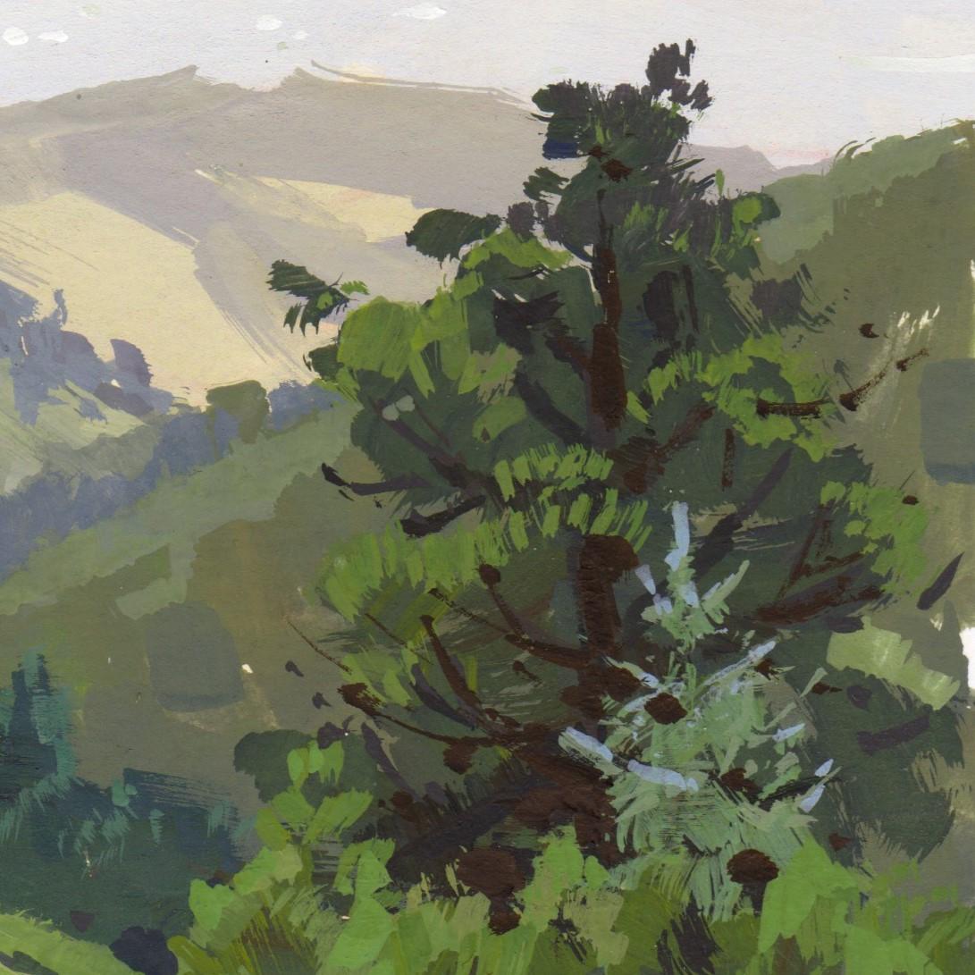 „056 - Plein Air-Apex Trail, CO“ (2022) von Judd Mercer, Gouache-Gemälde im Angebot 2