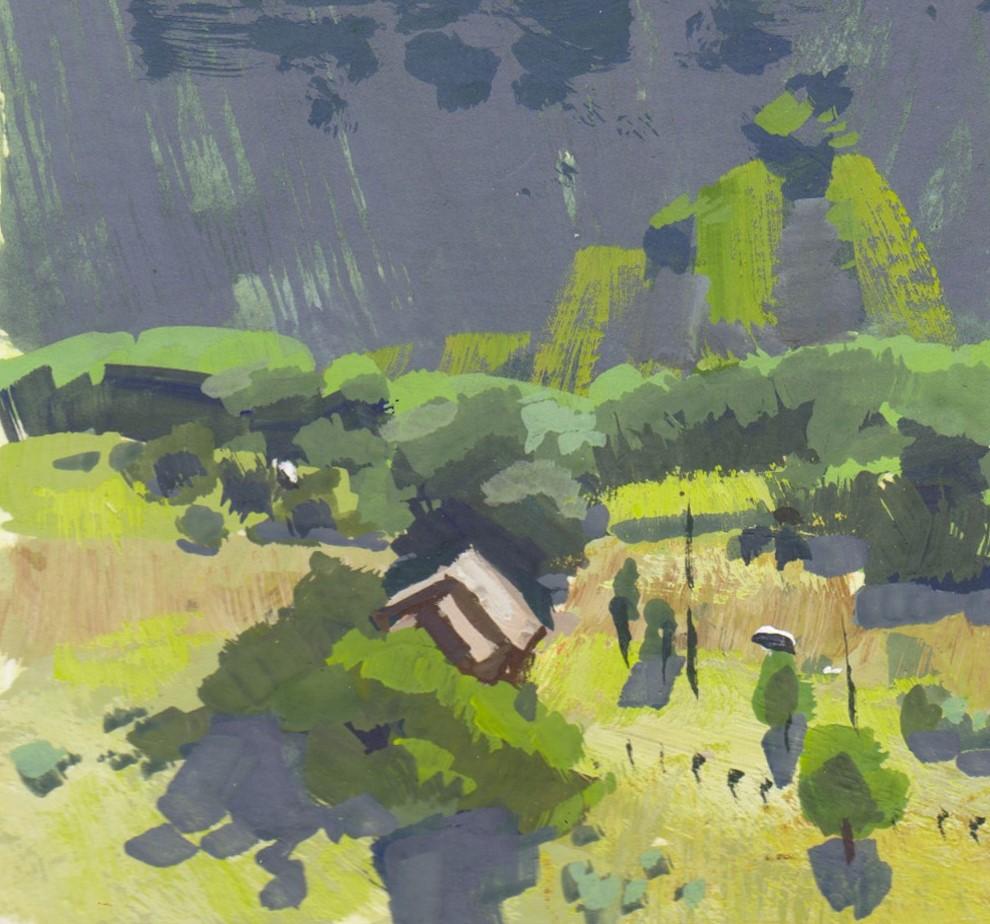 „058 - Plein Air-Red Rocks, CO“ (2022) von Judd Mercer, Gouache-Gemälde im Angebot 1