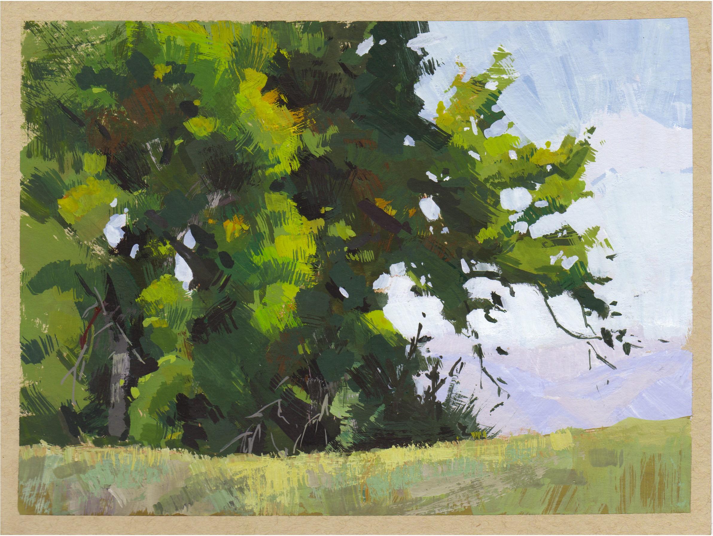 "074 - Plein Air-Lafayette, CO" (2022) Di Judd Mercer, Pittura a guazzo