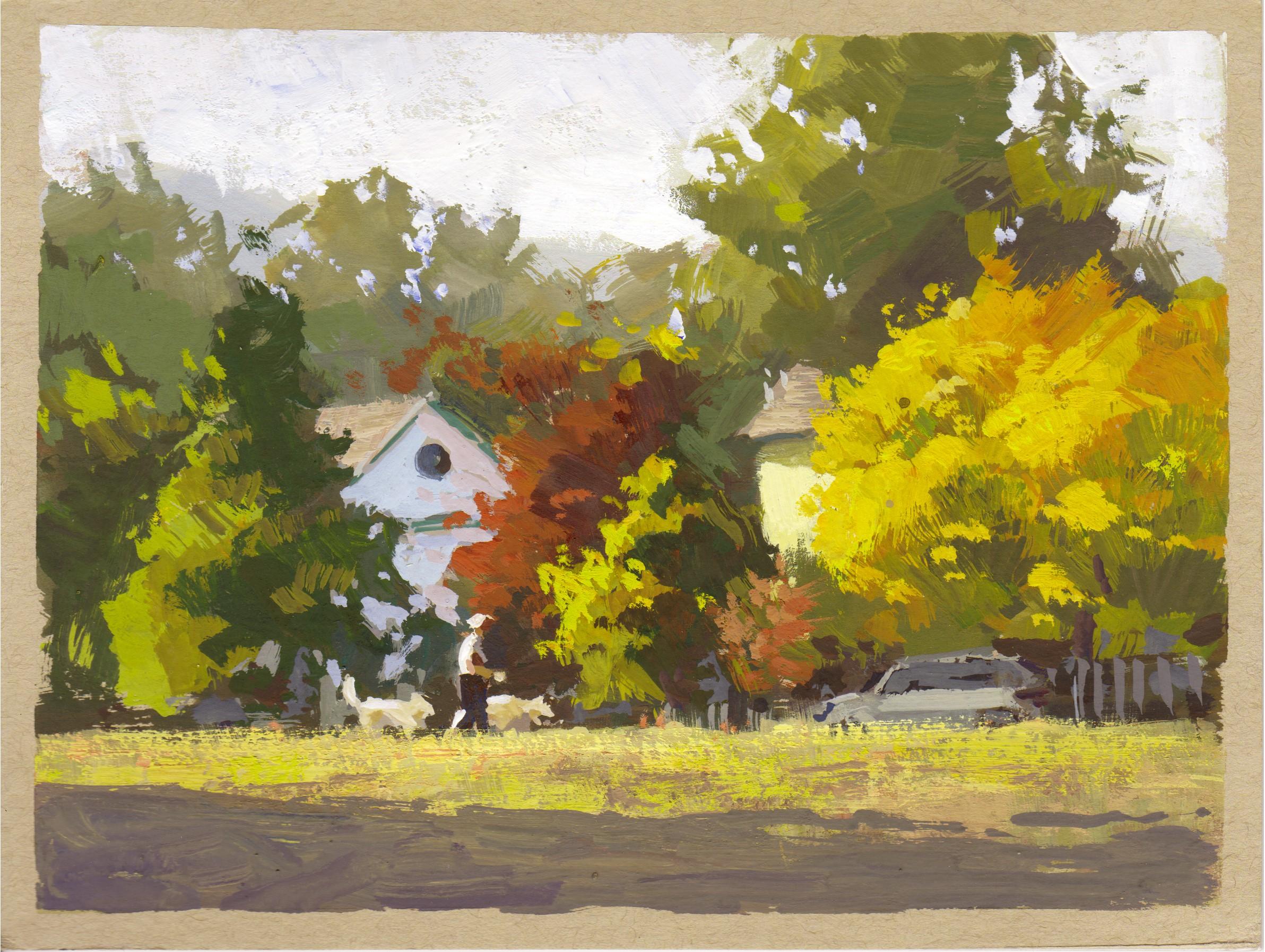 "079 - Plein Air-Englewood, CO" di Judd Mercer (USA) è un dipinto a guazzo che raffigura un quartiere tranquillo.
 
Biografia/dichiarazione dell'artista
Judd Mercer è un pittore di paesaggi contemporanei e nativo del Colorado ossessionato dal