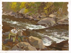 "082 - Plein Air-Clear Creek Canyon, CO" (2022) By Judd Mercer, Gouache Painting