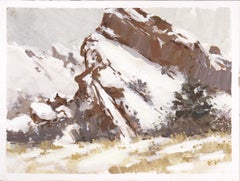 "090 - Plein Air-Red Rocks, CO" (2022) di Judd Mercer, Pittura a guazzo