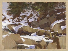"093 - Plein Air-Boulder Falls, CO" (2022) Por Judd Mercer, Pintura al gouache