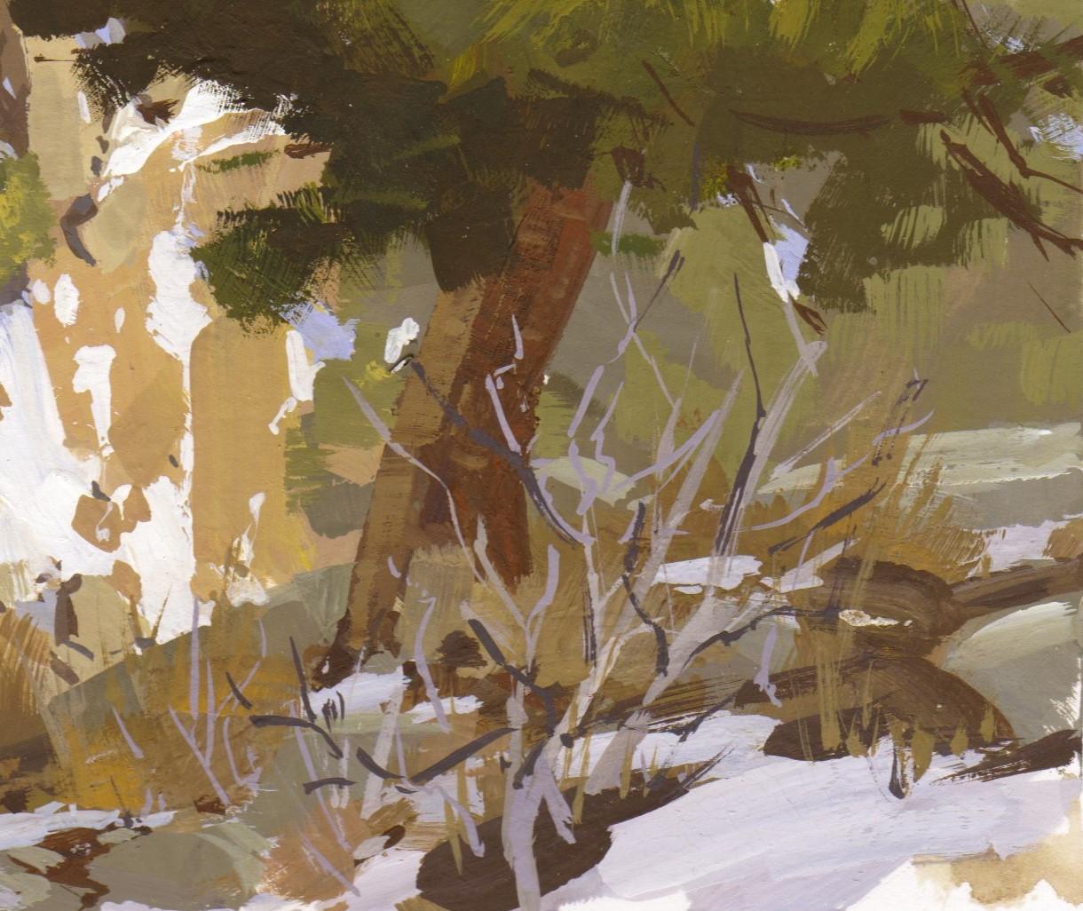 „094 - Plein Air-Boulder Falls, CO“ (2022) von Judd Mercer, Gouache-Gemälde im Angebot 1