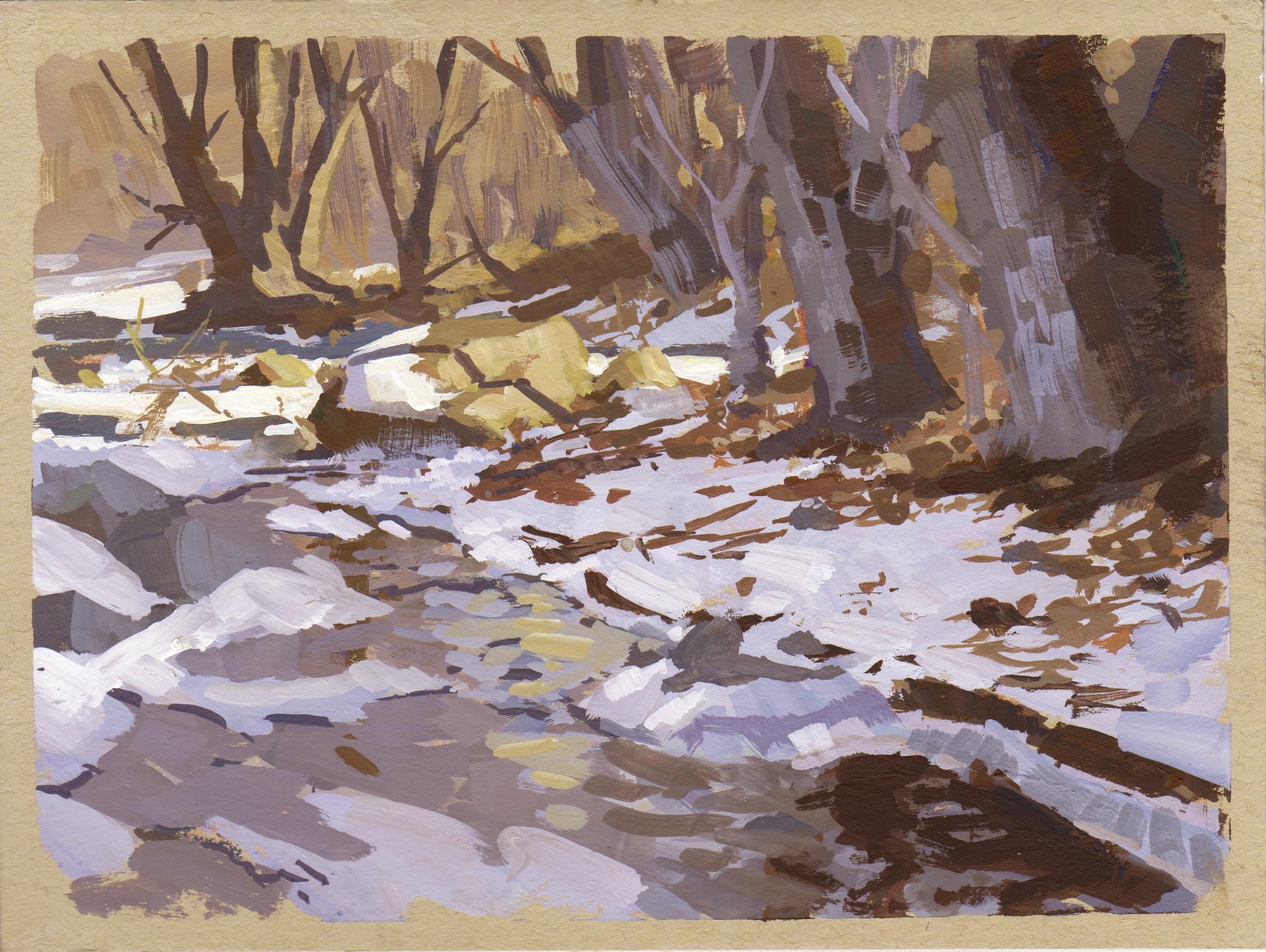 "095 - Plein Air-Morrison, CO" di Judd Mercer (USA) è un dipinto a guazzo che raffigura una foresta innevata.
 
Biografia/dichiarazione dell'artista
Judd Mercer è un pittore di paesaggi contemporanei e nativo del Colorado ossessionato dal raccontare